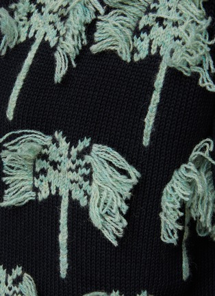  - JIL SANDER - Frayed Palm Tree Intarsia V-Neck Knit Top