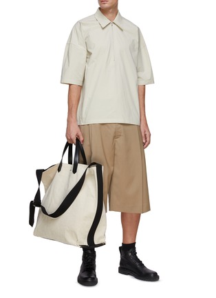 Figure View - Click To Enlarge - JIL SANDER - Short Sleeve Zip Up Cotton Shirt