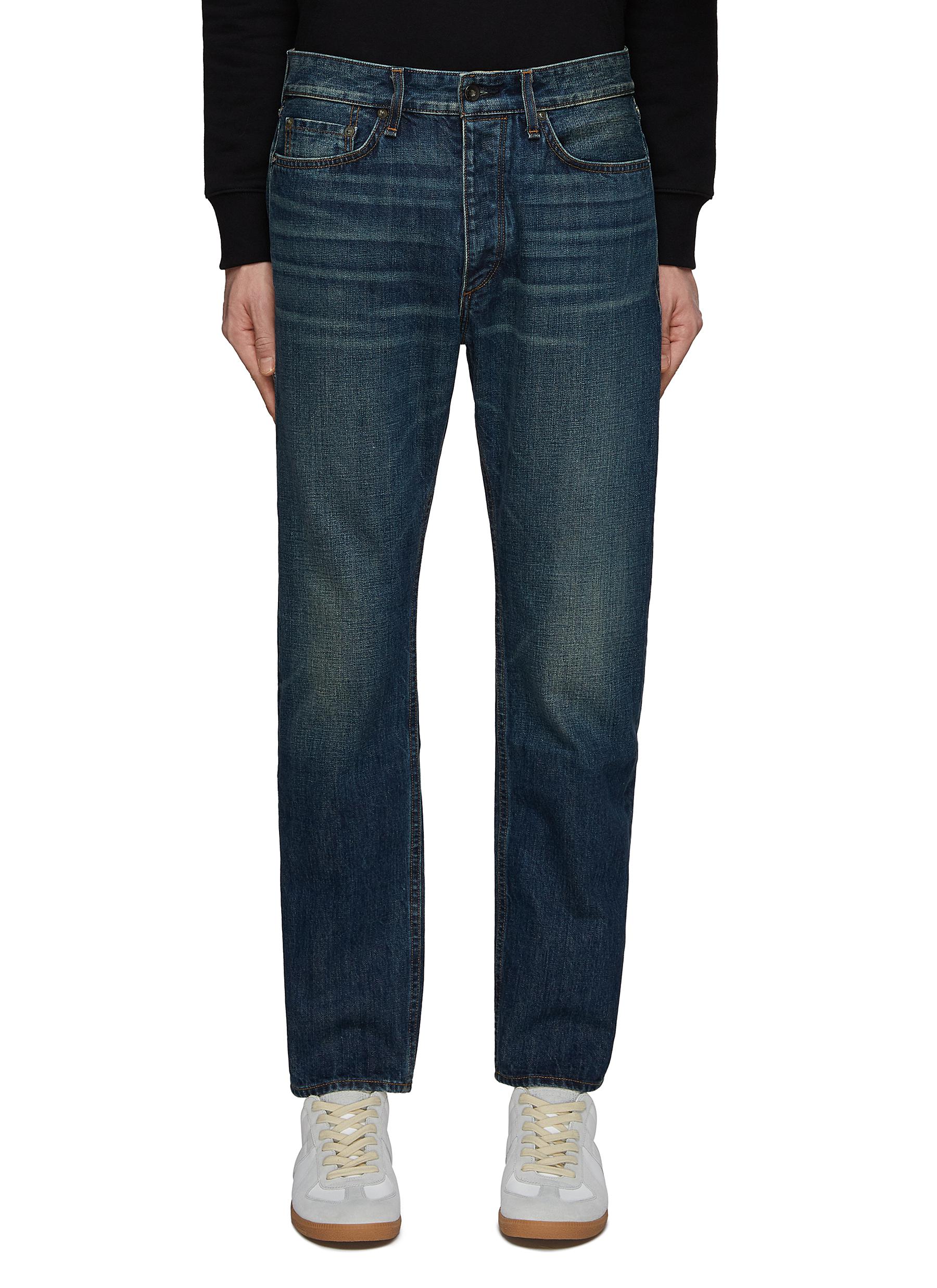 ‘Fit 4' Archive Selvedge Whiskered Dark Wash Straight Leg Jeans