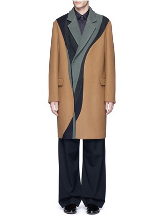 Main View - Click To Enlarge - WOOYOUNGMI - Colourblock swirl wool-cashmere coat