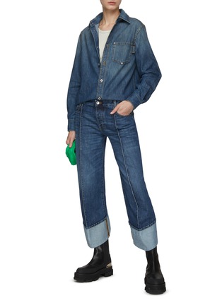 Figure View - Click To Enlarge - BOTTEGA VENETA - Curved Rolled Up Straight Jeans