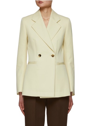 Main View - Click To Enlarge - BOTTEGA VENETA - Curved Sleeve Double Breasted Wool Blazer