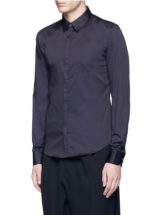 Front View - Click To Enlarge - WOOYOUNGMI - Spread collar stretch cotton blend shirt