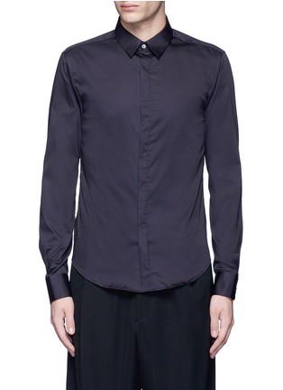 Main View - Click To Enlarge - WOOYOUNGMI - Spread collar stretch cotton blend shirt