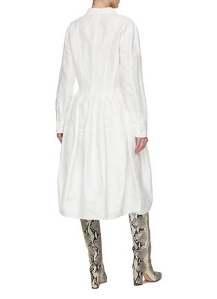 Back View - Click To Enlarge - BOTTEGA VENETA - Fluid Pleated Linen Midi Dress