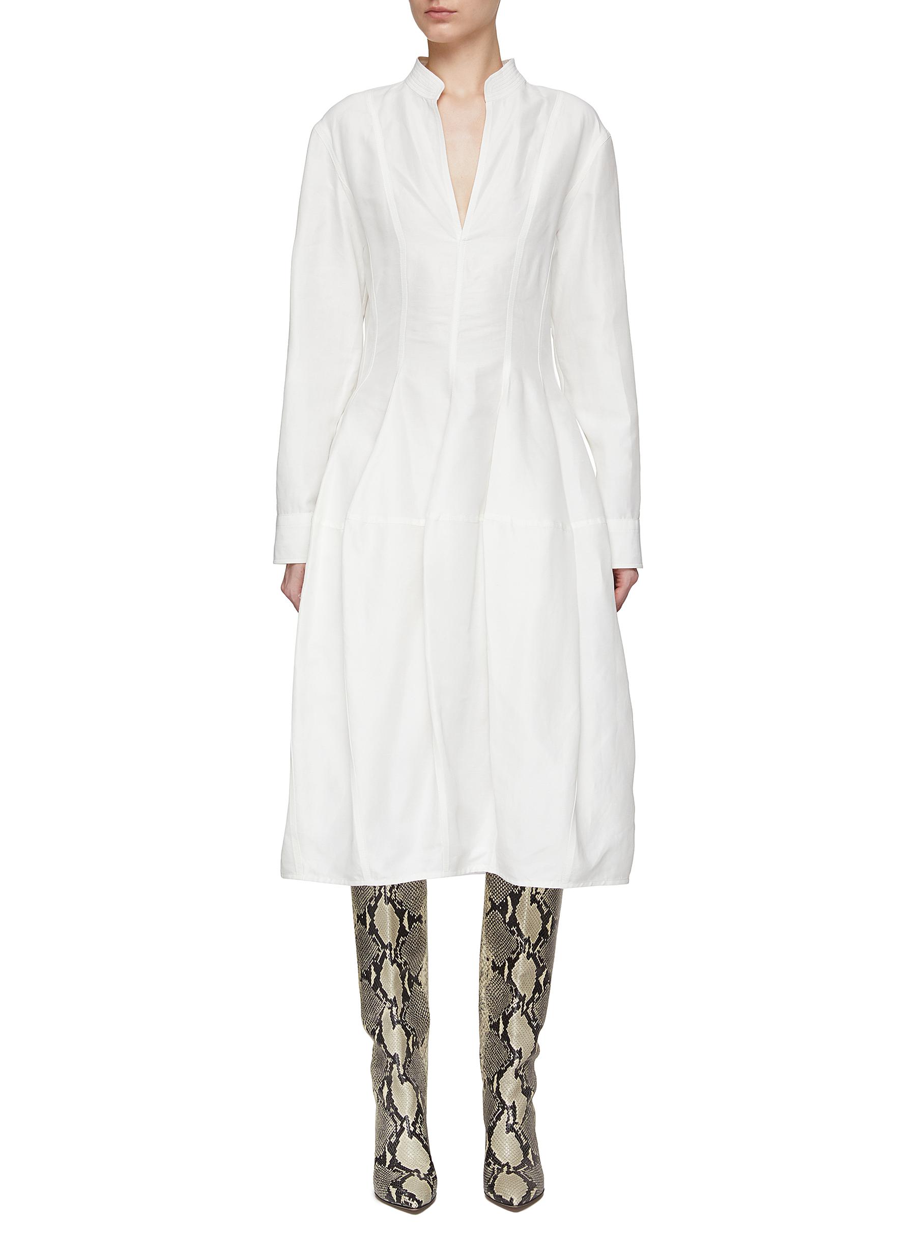 Bottega Veneta Linen And Viscose Blend Dress In White