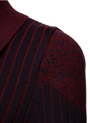  - BOTTEGA VENETA - Bicoloured Ribbed Knit Quarter Sleeve Polo Shirt