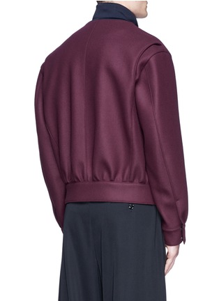 Back View - Click To Enlarge - WOOYOUNGMI - Jersey collar bonded wool bomber jacket
