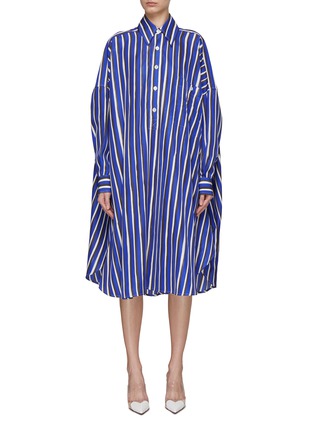 Main View - Click To Enlarge - BOTTEGA VENETA - Hand Drawn Stripe Button Up Shirt Dress