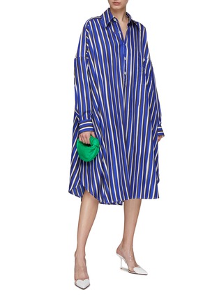 Figure View - Click To Enlarge - BOTTEGA VENETA - Hand Drawn Stripe Button Up Shirt Dress