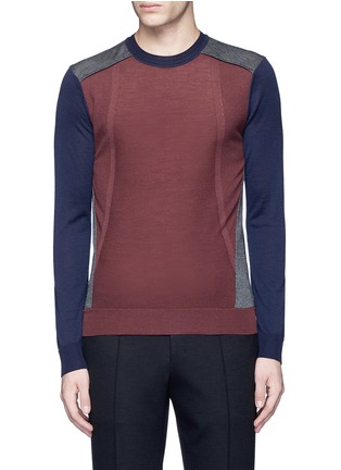 Main View - Click To Enlarge - WOOYOUNGMI - Colourblock patchwork wool sweater