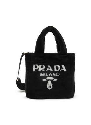 Main View - Click To Enlarge - PRADA - Logo Sheepskin Shearling Tote Bag