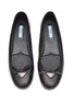 Detail View - Click To Enlarge - PRADA - Logo Appliqué Round Toe Nappa Leather Ballerina Flats