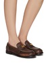 Figure View - Click To Enlarge - MIU MIU - Logo Appliquéd Penny Leather Loafers