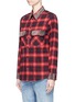 Front View - Click To Enlarge - GUCCI - Stud check cotton flannel shirt