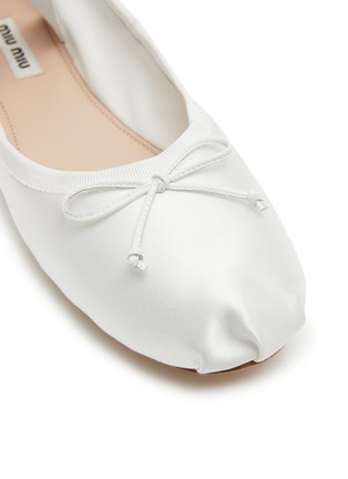 Detail View - Click To Enlarge - MIU MIU - Logo Jacquard Strap Satin Ballerina Flats