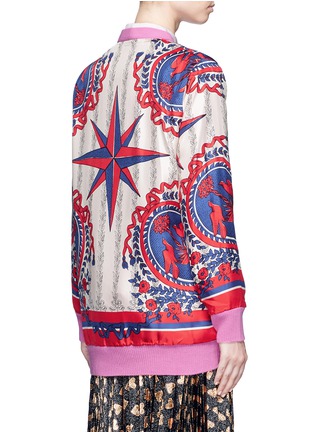 Back View - Click To Enlarge - GUCCI - Reversible carillon print oversize knit cardigan