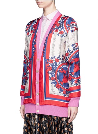 Front View - Click To Enlarge - GUCCI - Reversible carillon print oversize knit cardigan