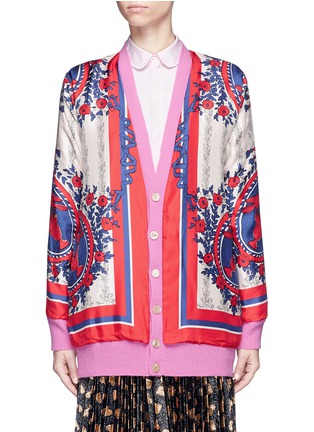 Main View - Click To Enlarge - GUCCI - Reversible carillon print oversize knit cardigan