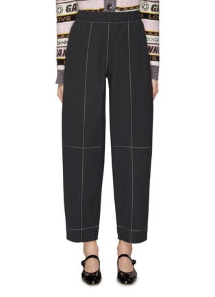 Main View - Click To Enlarge - GANNI - Elasticated Waist Contrast Stitch Cropped Pants