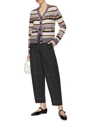 Figure View - Click To Enlarge - GANNI - Elasticated Waist Contrast Stitch Cropped Pants