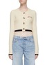 Main View - Click To Enlarge - GANNI - LOGO EMBROIDERED CREWNECK CROPPED KNIT CARDIGAN