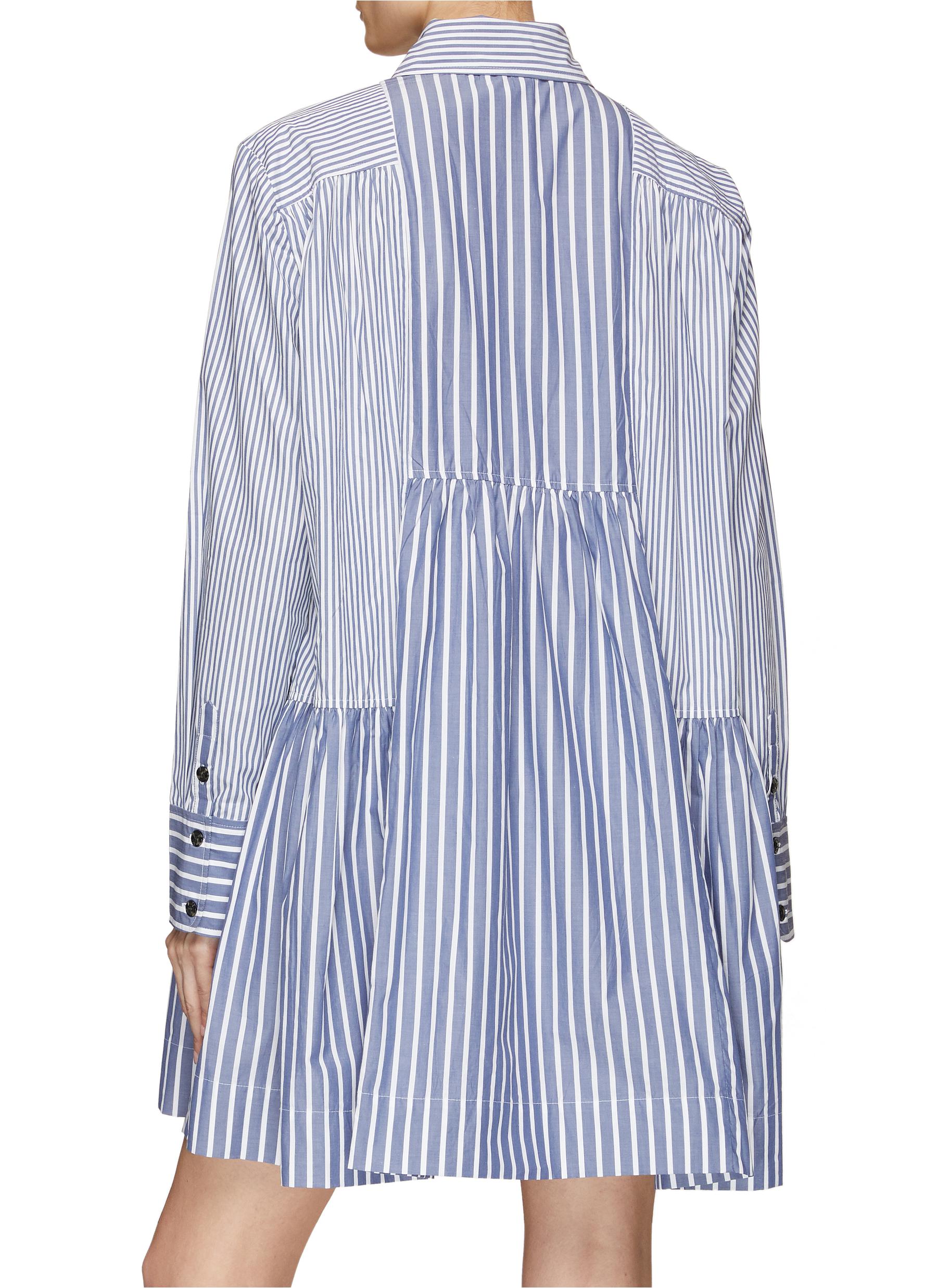 BUTTON UP STRIPED MINI SHIRT DRESS