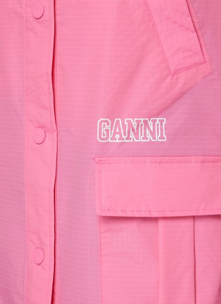  - GANNI - Logo Print Oversized Lapel Button Front Coat