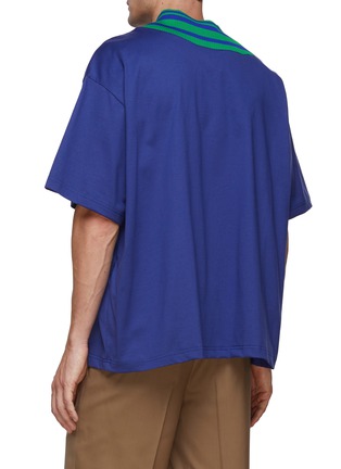 Back View - Click To Enlarge - KOLOR BEACON - Knit Collar Appliqué Crewneck Cotton T-Shirt