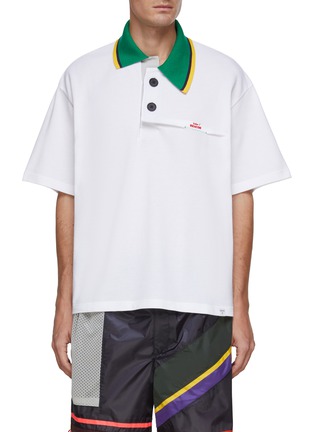 Main View - Click To Enlarge - KOLOR BEACON - Logo Asymmetric Collar Polo Shirt
