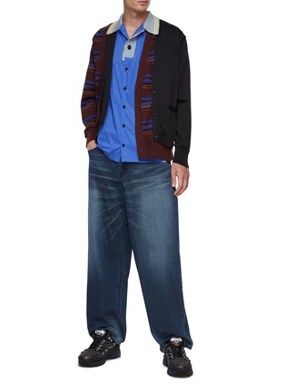 Figure View - Click To Enlarge - KOLOR BEACON - Double Layered V-Neck Knit Cardigan
