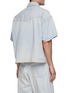 Back View - Click To Enlarge - KOLOR BEACON - Asymmetric Hem Frayed Hem Washed Denim Shirt