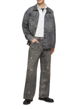 Figure View - Click To Enlarge - FRAME - OVERSIZED PAINT SPLATTERED RIPPED WIDE LEG JEANS