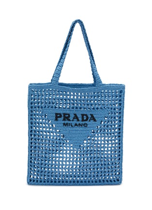 Main View - Click To Enlarge - PRADA - Triangular Logo Raffia Tote Bag