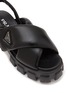 Detail View - Click To Enlarge - PRADA - ‘Flat Monolith’ Padded Leather Cross Strap Lug Sole Sandles