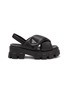 Main View - Click To Enlarge - PRADA - ‘Flat Monolith’ Padded Leather Cross Strap Lug Sole Sandles