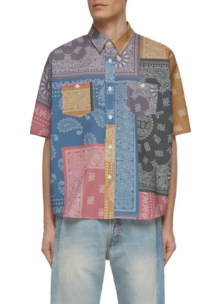 Main View - Click To Enlarge - FDMTL - All Over Bandana Patchwork Short Sleeve Button Up Shirt