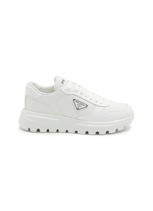 Main View - Click To Enlarge - PRADA - Flat 'Prax 01' Logo Plaque Leather Sneakers