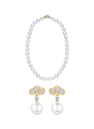 Main View - Click To Enlarge - YICI ZHAO ART & JEWELS - ‘Lucky Clouds’ 18K White And Yellow Gold Diamond Akoya Pearl Earrings And Necklace Set