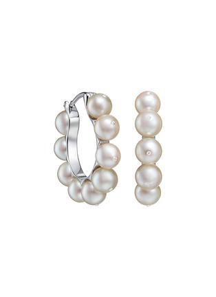 Main View - Click To Enlarge - YICI ZHAO ART & JEWELS - 18K White Gold Diamond Akoya Pearl Hoop Earrings