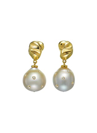 Main View - Click To Enlarge - YICI ZHAO ART & JEWELS - 18K Gold Diamond Baroque Pearl Sculptural Earrings