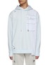 Main View - Click To Enlarge - FENG CHEN WANG - Striped Panel Ripped Drawstring Hoodie