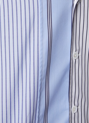  - FENG CHEN WANG - Striped Panel Cotton Short Sleeve Shirt