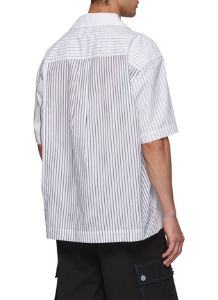 Back View - Click To Enlarge - FENG CHEN WANG - Striped Panel Cotton Short Sleeve Shirt