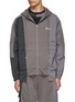 Main View - Click To Enlarge - FENG CHEN WANG - Striped Panel Cotton Blend Zip Up Hoodie