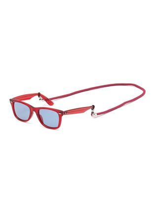 Main View - Click To Enlarge - RAY-BAN - Strap Detailing Blue Lens Acetate Square Sunglasses