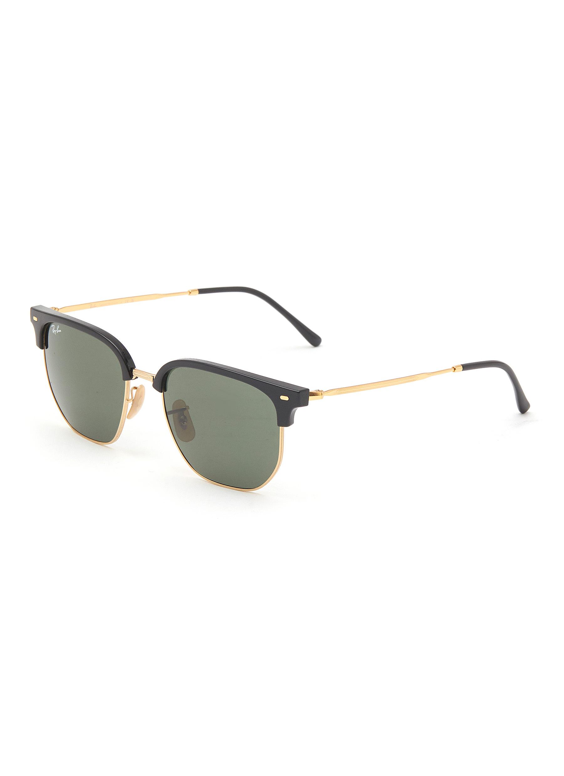 RAY-BAN ‘Clubmaster' Green Lens Metal Sunglasses