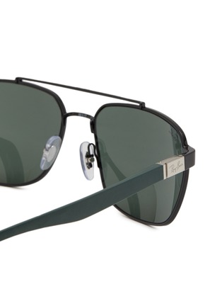 Detail View - Click To Enlarge - RAY-BAN - Green Lens Black Metal Aviator Sports Sunglasses