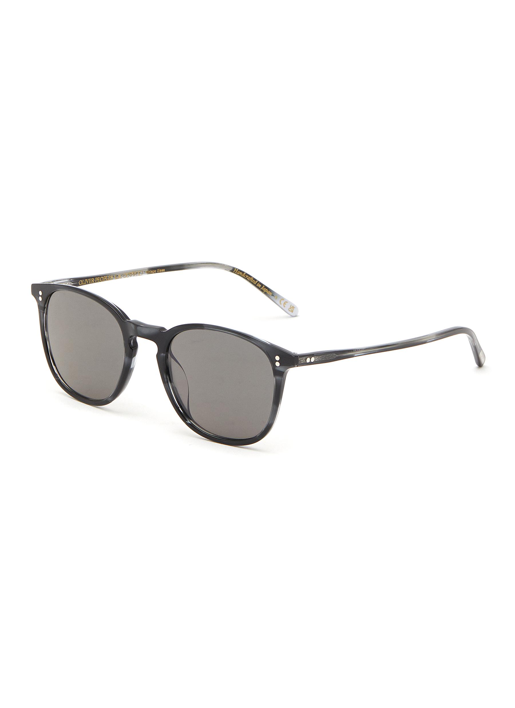 OLIVER PEOPLES ACCESSORIES GREY LENS ROUND ACETATE FRAME SUNGLASSES