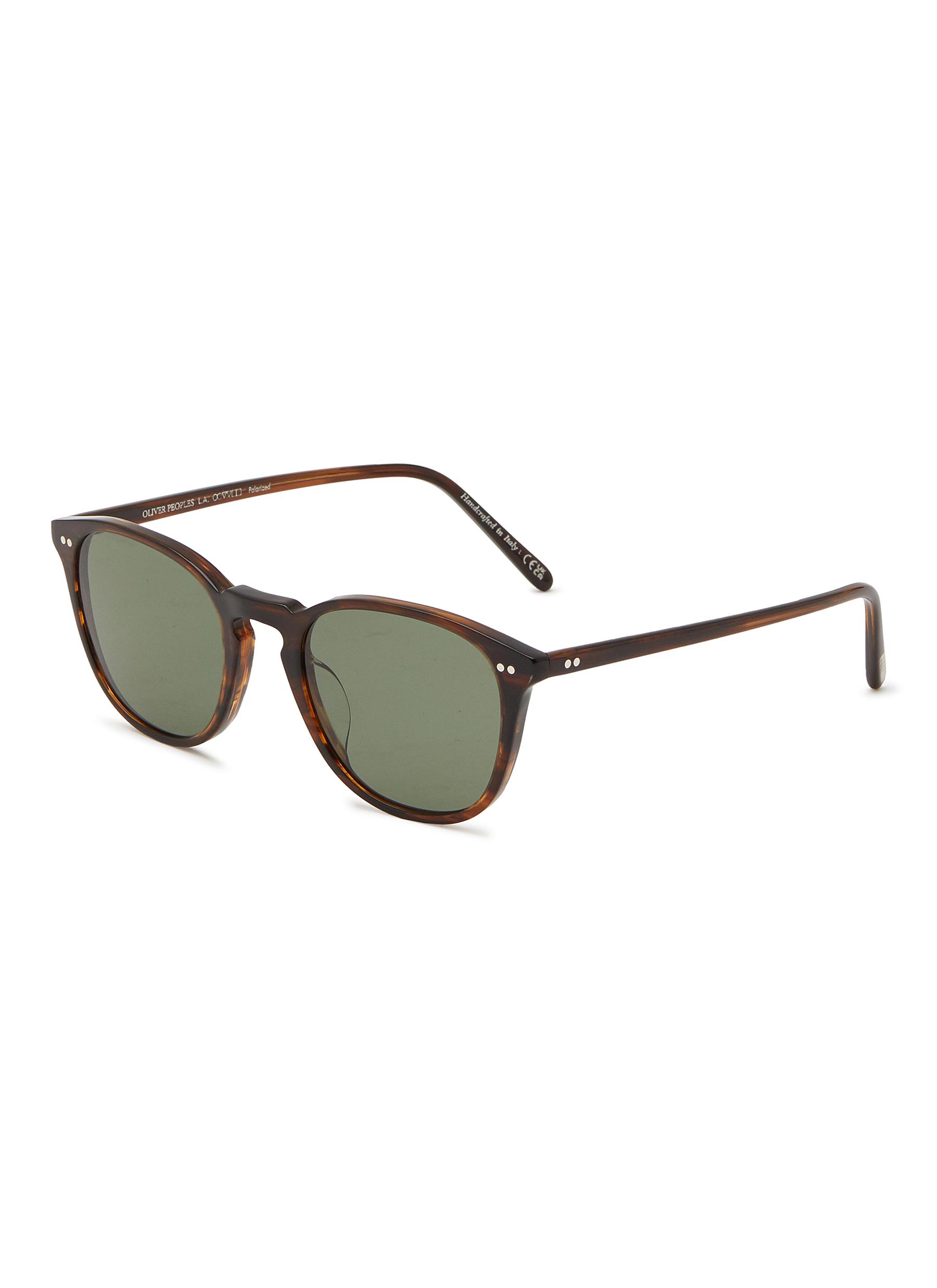 OLIVER PEOPLES ACCESSORIES ‘FORMAN' GREEN LENS ROUND ACETATE FRAME SUNGLASSES